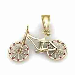 14K Yellow Gold & White Rhodium Diamond-Cut Bicycle Pendant – 3D Printable Model
