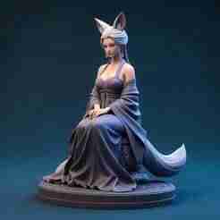 2068 COLORFUL Fox Spirit Woman in Pu Song Ling Style, magic, dragon, fantasy, wood, gnome, gorgon, warrior, wild, fox, monster, cat, dog, fair, witch, werewolf, horror, beast, gothic, troll