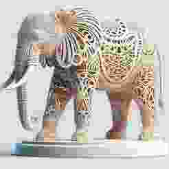 2326 Color 3D Model of a Totem-Style Elephant, pug, dachshund, poodle, cat, camel, bear, beagle, crocodile, lion, fox, bull terrier, pomeranian, donkey, wolf, doberman pinscher, newfoundland, elephant