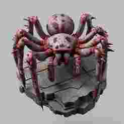 2410 Mutant Spider on Stone Pedestal - Color 3D Model, Halloween, magic, spider, mask, gnome, gorgon, wild, bat, monster, mutant, fair, witch, werewolf, horror, beast, mutant spider, skeleton, skull