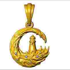 “25mm Lighthouse in Flood Pendant – STL & 3DM 3D Jewelry Model”