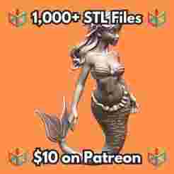 28mm Mermaid Oceanic Beauty Flowing Hair Seashell Top Tail Coral Adornment MineeForm FDM 3D Print STL File