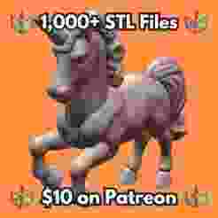 28mm Unicorn Rearing Pose Spiral Horn Flowing Mane Tail MineeForm FDM 3D Print STL File