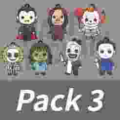 3 Pack of 3 Horror Characters Key Rings (Halloween) - (7 Key Rings)