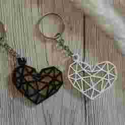 3D geometric heart keychain