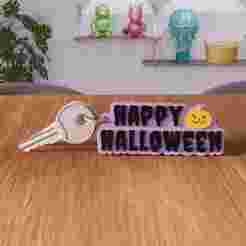 3D Happy Halloween Keychain STL File - 449