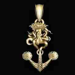 3D Hook Gold Pendant 3D Printable Model