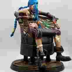 3D Jinx figure sitting on an armchair
