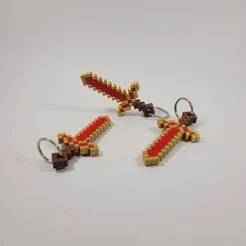 3D Minecraft sword keychain