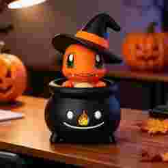 3D Printable Charmander Halloween Cauldron Figure