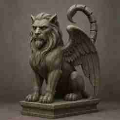 3D Printable Manticore Statue – Mythical Fantasy Creature Sculpture