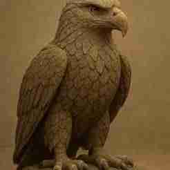 3D Stone Sculpture Eagle STL Model – Majestic Decorative Design