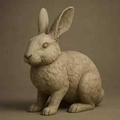 3D Stone Sculpture of a Rabbit