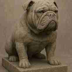 3D Stone Sculpture of an American Bulldog – STL File