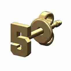 5 five number varsity font stud earring 3D print model