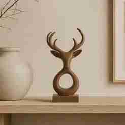 Abstract Deer Sculpture – Modern Minimalist Statue