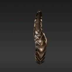 Abstract Dragon Tail Spiral Charm - Modern Fantasy Key Fob 3D Print Model