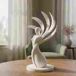Abstract Winged Woman Statue