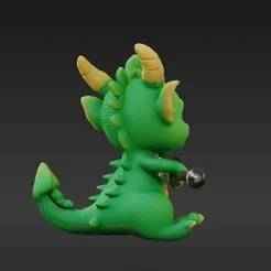 Adventurous Dragon Guardian Charm - Whimsical Chibi Creature Keychain for 3D Printing
