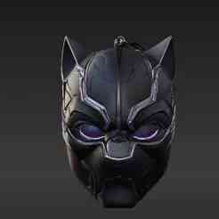 Aerodynamic Tribal Cat Helmet Pendant - High-Tech Black & Purple Accent Keyfob 3D Model