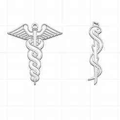 Aesculapius Rod Keyring - Symbol of Medicine