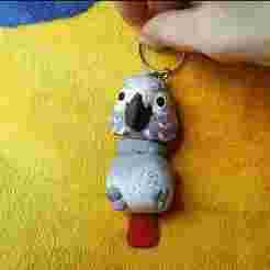 African Grey Keychain