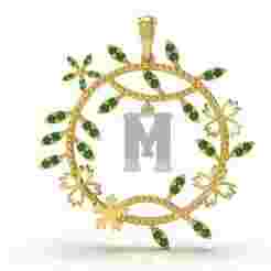 Alphabet M Tiara Diamond Pendant