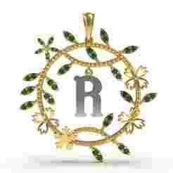 Alphabet R Tiara Diamond Pendant
