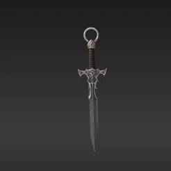 Ancient Blade Keyring - Printable Miniature Dark Silver Hilt Sword Accessory