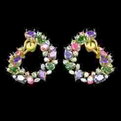 Antique Colorful Different Shape Diamond Earring