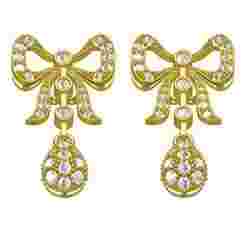 Antique Diamond Bow Drop Earring
