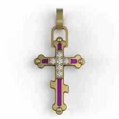 Antique Enamel and Diamond Cross Pendant