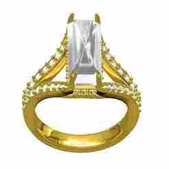 Antique Lond Emerald Stone Split Shank Vintage Ring