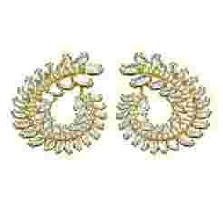 Antique Marquise and Round Diamond Leaf Stud Earring