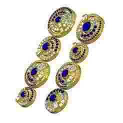 Antique Round Diamond Halo Long Earring