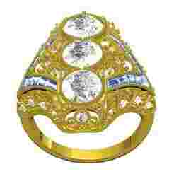 Antique Three Stone Art Deco Engagement Ring