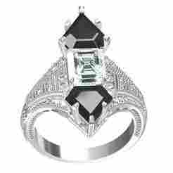 Attractive Black Star  With Emerald Cut Vintage Engagement Ring