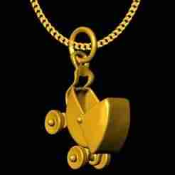 baby carriage - pram charm 20mm