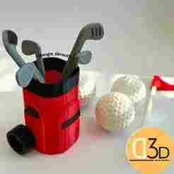 Bag / backpack, clubs and golf flag