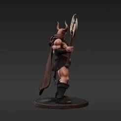 Barbarian with a Fiery Heart - RPG Miniature for Painting and Display