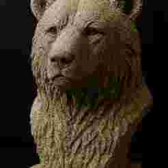 Bear Bust – Stone Sculpture STL File_ Animal Sculpture