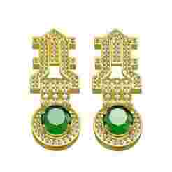 Beautiful Emerald Oval Diamond Vintage Earring
