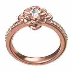 Beautiful Flower Pave Setting Engagement Ring
