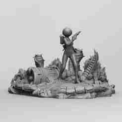 Beautiful Space Alien Girl Diorama on Wild Planet | 3D Printable Sci-Fi Miniature