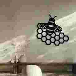 Bee on Honeycomb Wall Decor Art