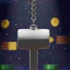 Big Hammer Keychain - Super Mario Odyssey Weapon - Super Mario - Ready to Print