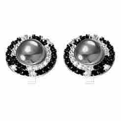 Black and White Diamond Peral Stud Earring