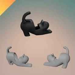 Black Cat Phone Holder 3D Model STL – Stretching Cat Phone Stand for 3D Printing Desk Accessories and Animal Decor