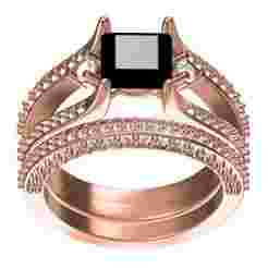 Black Princess Split Shank Engagement Ring with Band