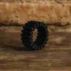 Black Ribbed Ring – Matte 3D Printed Jewelry